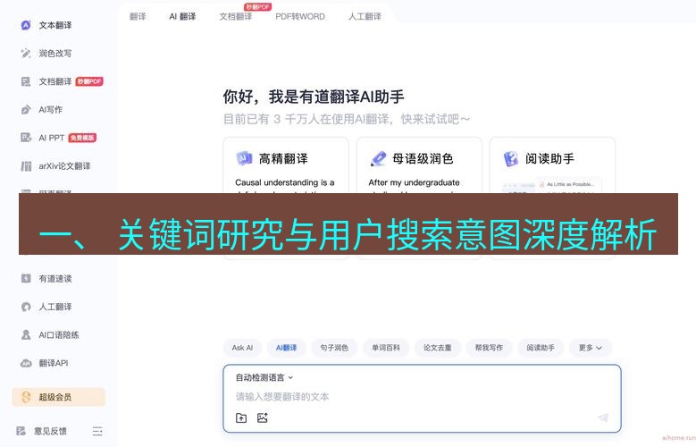 有道翻译桌面端 一、 关键词研究与用户搜索意图深度解析